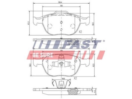 Колодки тормозные дисковые передние FORD CONNECT 02-13, FOCUS I 98-04 FAST FT29546