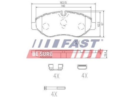 Колодки тормозные дисковые передние IVECO DAILY 00-н.в. FAST FT29135