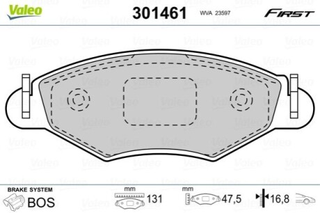 Гальмівні колодки дискові PEUGEOT 206 "1,1-1,9 "F "98>> Valeo 301461