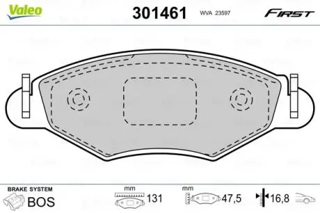 Гальмівні колодки дискові PEUGEOT 206 "1,1-1,9 "F "98>> Valeo 301461