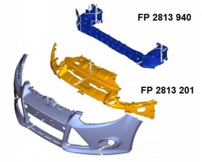 Кронштейн переднього бамперу центральний Ford Focus 11- FPS FP2813201