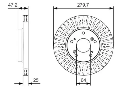Тормозной диск HONDA Civic &#039;&#039;F&#039;&#039;&#039;1,3-2,2&#039;&#039;11&gt;&gt; BOSCH 0986479B01 (фото 1)