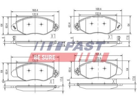 Колодки тормозные дисковые передние FORD TRANSIT 00-06 FAST FT29547