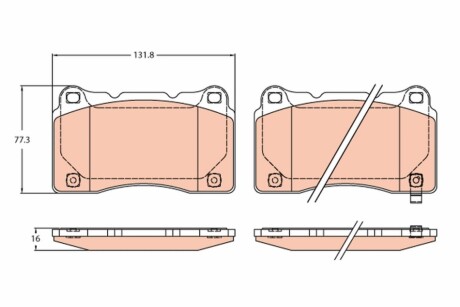 Гальмівні колодки дискові HONDA Civic Type-R "F "17>> TRW GDB2237 (фото 1)