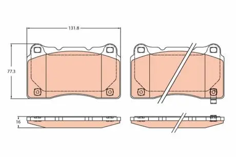 Фото тормозные колодки дисковые HONDA Civic Type-R "F "17>> TRW GDB2237 Тормозные колодки дисковые HONDA Civic Type-R "F "17>> TRW GDB2237