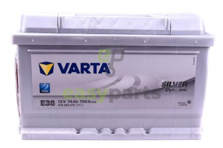 АКБ E38 SILVER DYNAMIC 74 А * ч -/+ 750A VARTA 5744020753162