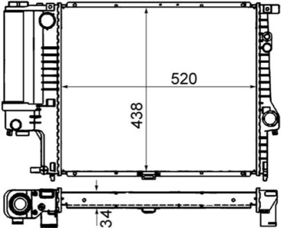 Радіатор охолодження двигуна E39 2.0-2.8 (Premium Line! OE) MAHLE / KNECHT CR244001S