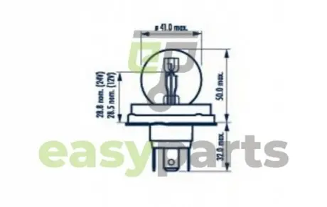 R2 12V 45/40 ВТ P45t |АСИММЕТРИЧНЫЕ ЛАМПЫ| NARVA 49211
