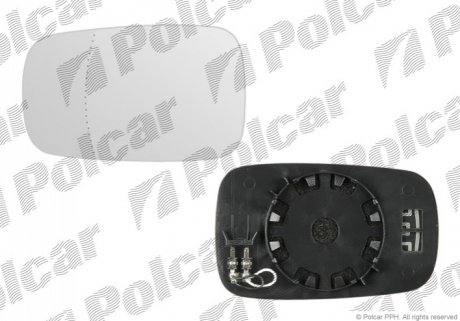 Скло дзеркала зовн. лів/прав Renault Clio, Megane 05- Polcar 6012545M