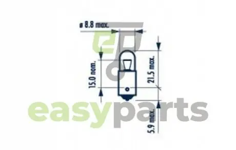 Автолампа T4W BA9s 4 W прозрачная NARVA 17131
