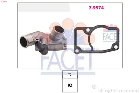Термостат MB V (638/2)/Opel Astra G/Zafira A 2.0DI/DTI 16V/2.8i 97-11 (92C) з корпусом FACET 7.8347