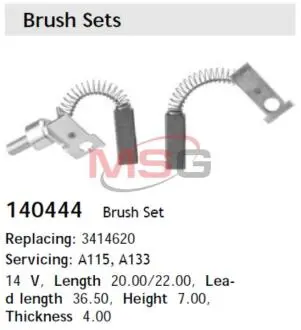 Щітки генератора 20/22*4*7 CARGO 140444