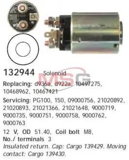 Втягуюче реле стартера CARGO 132944