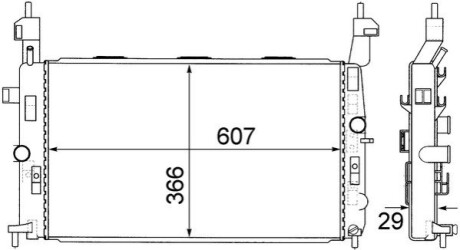 А_Радіатор 366 mm OPEL MAHLE / KNECHT CR1498000S