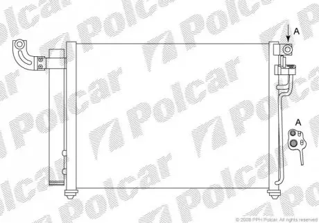 Радiатор кондицiонера Kia Rio 1.5D 03.05- Polcar 4117K8C2
