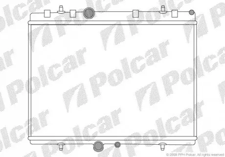 Радіатор охолодження CITROEN C4, C4 I, C5 II, C5 III, XSARA PEUGEOT 307, 307 CC, 307 SW, 407, 407 SW 2.0/2.0D 08.00- Polcar 571008A4
