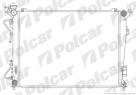 Радіатор охолодження Hyundai Grandeur, Sonata KIA Magentis 2.0-3.3 01.05-12.15 Polcar 402608-1 (фото 1)