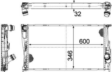 Радіатор 346 mm BMW MAHLE / KNECHT CR1086000P