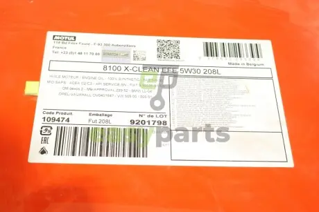 Олива 5W30 X-clean EFE 8100 (208L) (109474) (LL-04/9.55535-S1/S3/229.52/GM DEXOS2/MB 229.52) MOTUL 814078