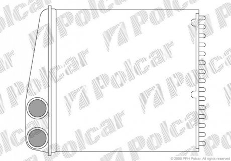Радіатор пічки Nissan Micra K12 1.0 16V 2002/11>/Renault Clio II, III 1.0-1.6 01.03- Polcar 2707N8-2