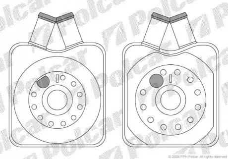 Радiатор масляний VAG A3/A4/A6/Golf/Bora 83-/T4/LT 2.5TDI/Crafter 88-136PS Polcar 1303L8-1