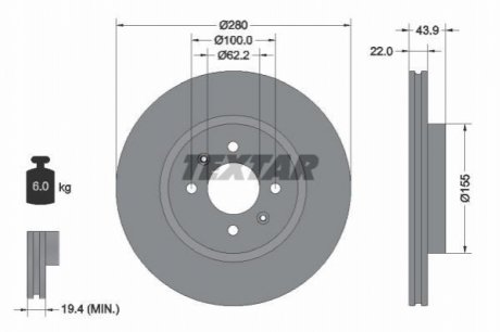 Тормозной диск TEXTAR 92239303