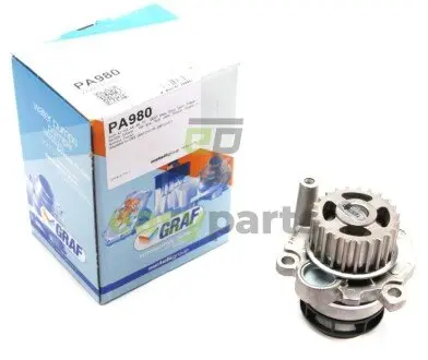 Помпа води Audi A3/A4/A6 2.0TFSI 04-13/Skoda Octavia 2.0RS 05-13/VW Golf 2.0R 07- (23z) (R/B) (8лоп) GRAF PA980 (фото 1)