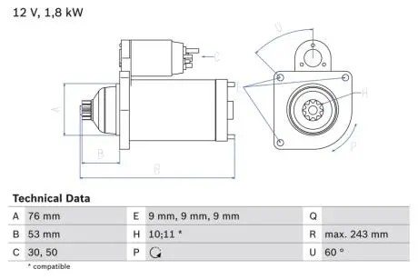 Стартер BOSCH 0986016990