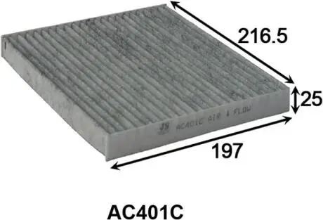 ФІЛЬТР ПОВІТРЯ САЛОНА MAZ-6 / MAZ-2 L3/L8/LF/C4/C2 02- (УГОЛЬН.) JS ASAKASHI AC401C