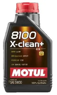 Олива моторна 5W-30 1L 8100 X-clean+ LL-04/VW 504 00/507 00/MB 229.51/Porsche C30 MOTUL 106376