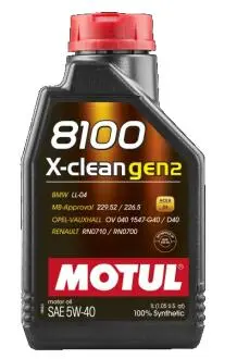 Олива моторна 5W-40 1L 8100 X-CLEAN GEN-2, LL-04,MB 229.31,MB 229.51,VW 511 00 =854111 MOTUL 109761