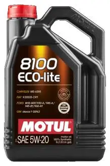 Олива моторна 5W-20 5L 8100 Eco-lite =841451 GM dexos1 GEN3/M2C 930-A/M2C 945-A MOTUL 109104