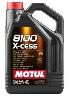 Олива моторна 5W-40 5L 8100 X-CESS MB 229.5, VW 505.00/502.00, PSA B71 2296, RN 0710/0700 MOTUL 102870