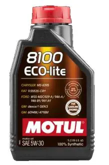 Олива моторна 5W-30 1L 8100 ECO-lite SAE GM dexos1 GEN3, FORD WSS-M2C929-A, FIAT 9.55535-CR1 GM 4718M MOTUL 108212