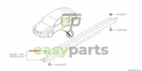 Клипса крепежная SUBARU 909130088