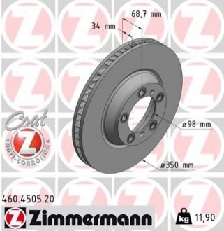 Гальмiвнi диски правий переднiй ZIMMERMANN 460450520