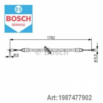 Трос русного гальма передн. DB ML163 BOSCH 1987477902 (фото 1)