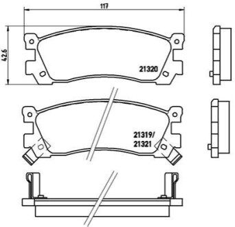 Комплект гальмівних колодок, дискове гальмо BREMBO P49 025 (фото 1)