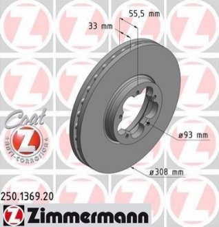 Гальмiвнi диски переднi ZIMMERMANN 250136920 (фото 1)