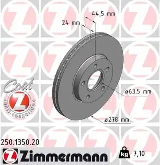 Гальмiвнi диски переднi ZIMMERMANN 250135020