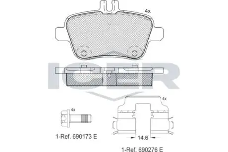 Гальмівні колодки задні Mercedes A-Class (W176)/B-Class (W246) ICER 182039