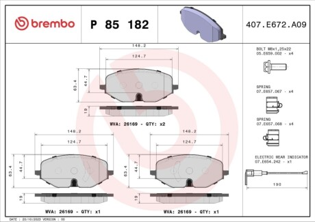 Гальмівні колодки пер. Skoda Octavia 20- BREMBO P85 182