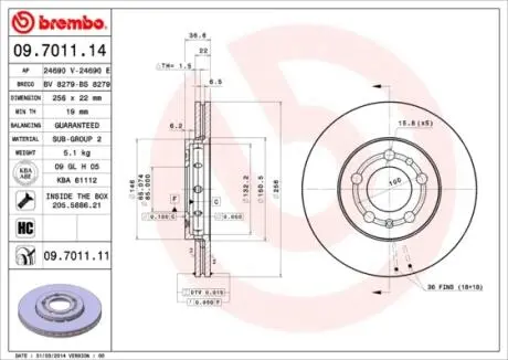 Гальмівний диск BREMBO 09.7011.14