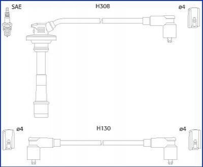 К-кт проводів TOYOTA Avensis "97-00 HITACHI (HÜCO) 134562 (фото 1)