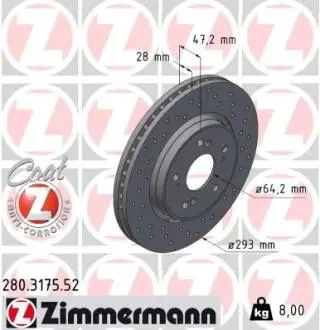 Диск гальмівний ZIMMERMANN 280317552