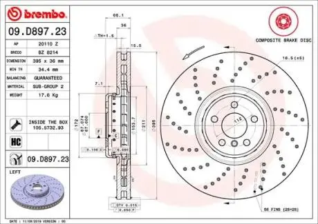 Тормозной диск BREMBO 09.D897.23