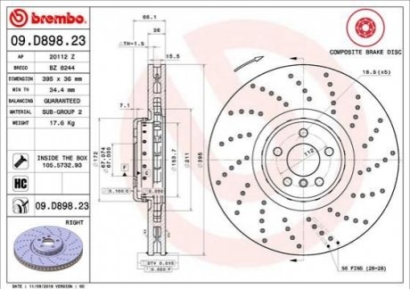 Тормозной диск BREMBO 09.D898.23