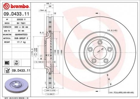 Гальмівний диск BREMBO 09.D433.11