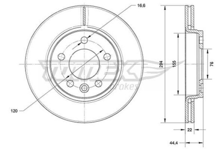 Гальмiвнi диски VW T5 03- TOMEX 7107