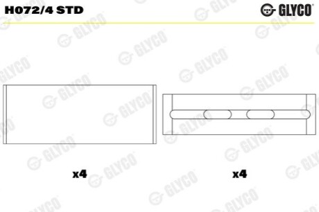 Вкладыши коренные (к-кт) Glyco H072/4 STD